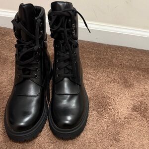Women Moncler black leather boots size 41